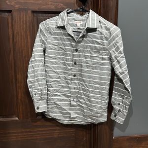 Youth Medium Cat & Jack gray and white stripped button down shirt.